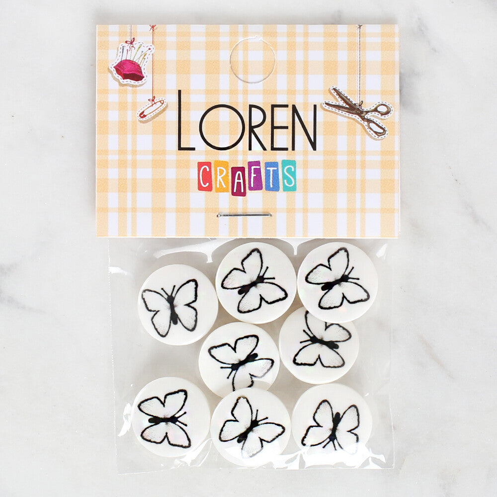 Loren Crafts 8'li Kelebek Düğme - 1216